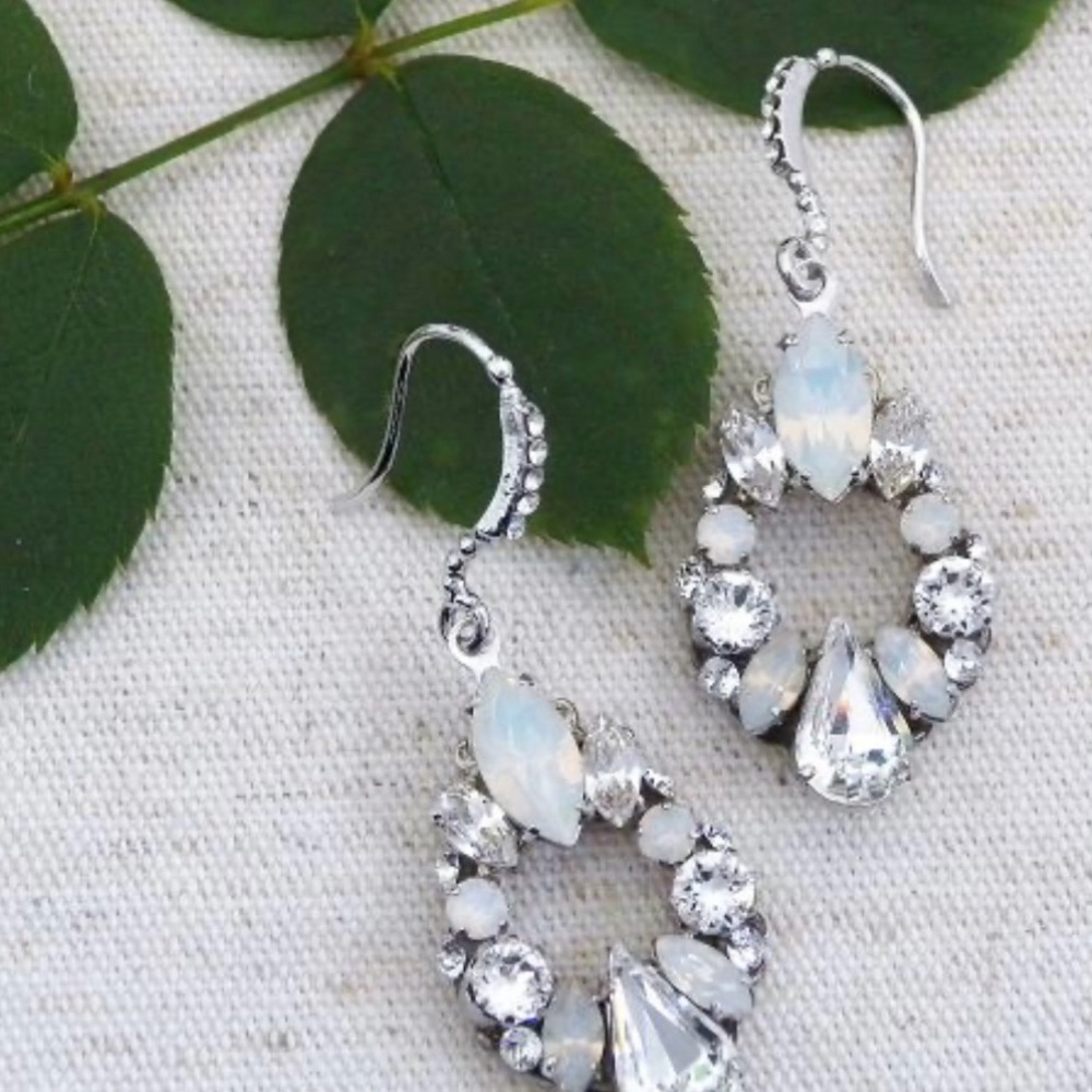 Crystal Drop Earrings with Open Design